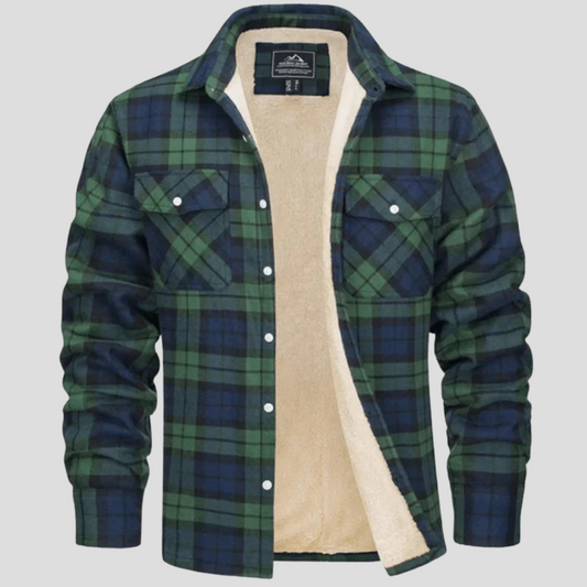 Ivor | Fleece Lined Plaid Hooded Jacket Button Front