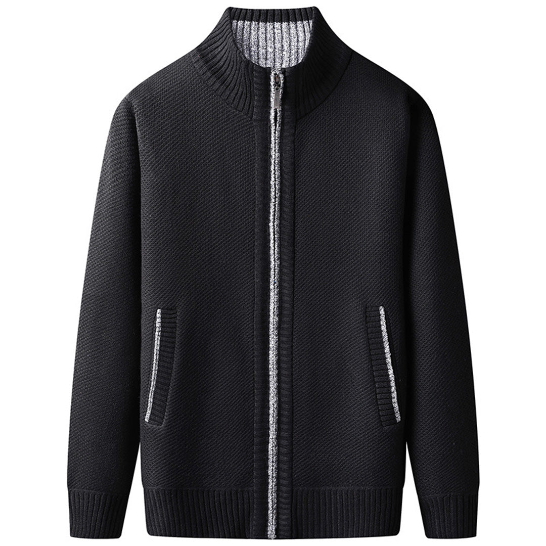 Rupert | Stand Collar Full Zip Ribbed Knit Jacket