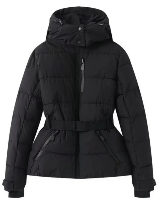 Women's Waterproof Insulated Puffer Ski Jacket With Belt