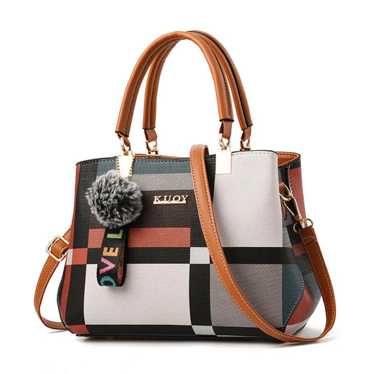 Women’s Medium Plaid Shoulder Handbag with Long Strap