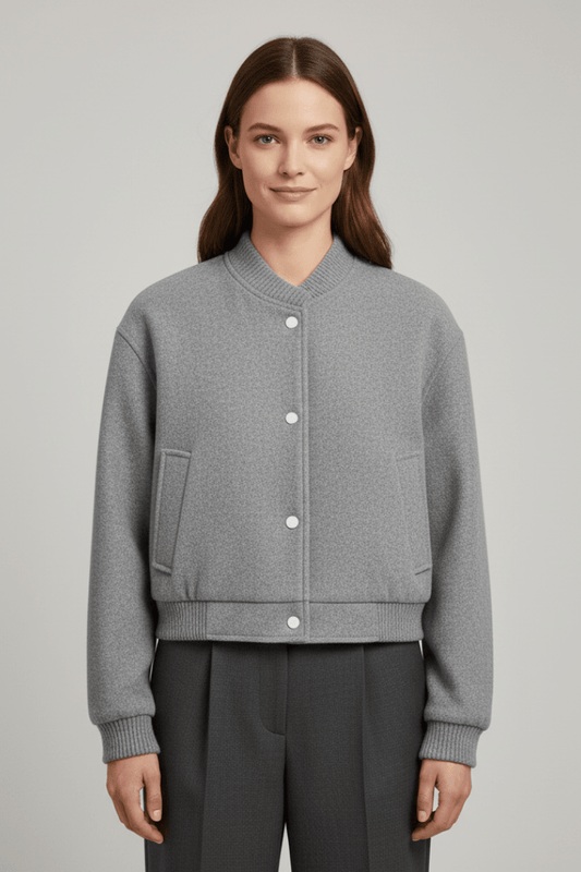Faye | Women's Cropped Snap Fastening Ribbed Cuff Jacket