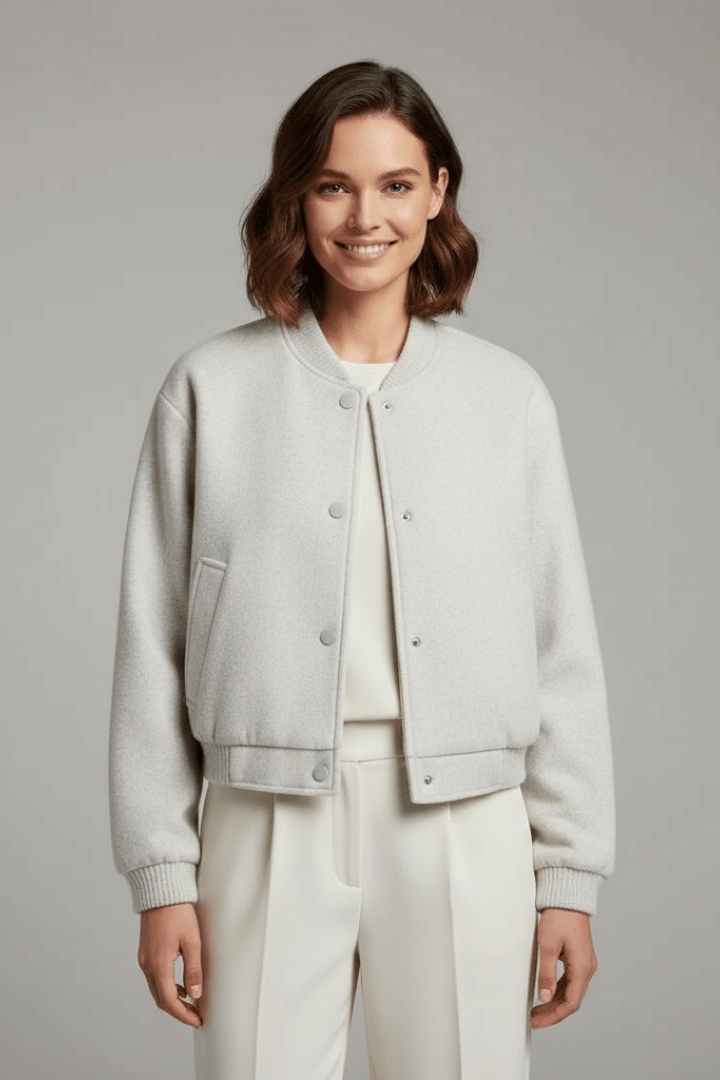 Faye | Women's Cropped Snap Fastening Ribbed Cuff Jacket