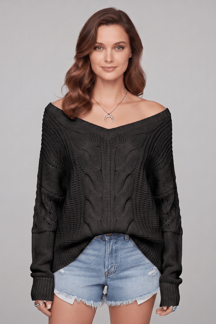 Nora | Women's Oversized Round Neck Ribbed Cuff Sweater