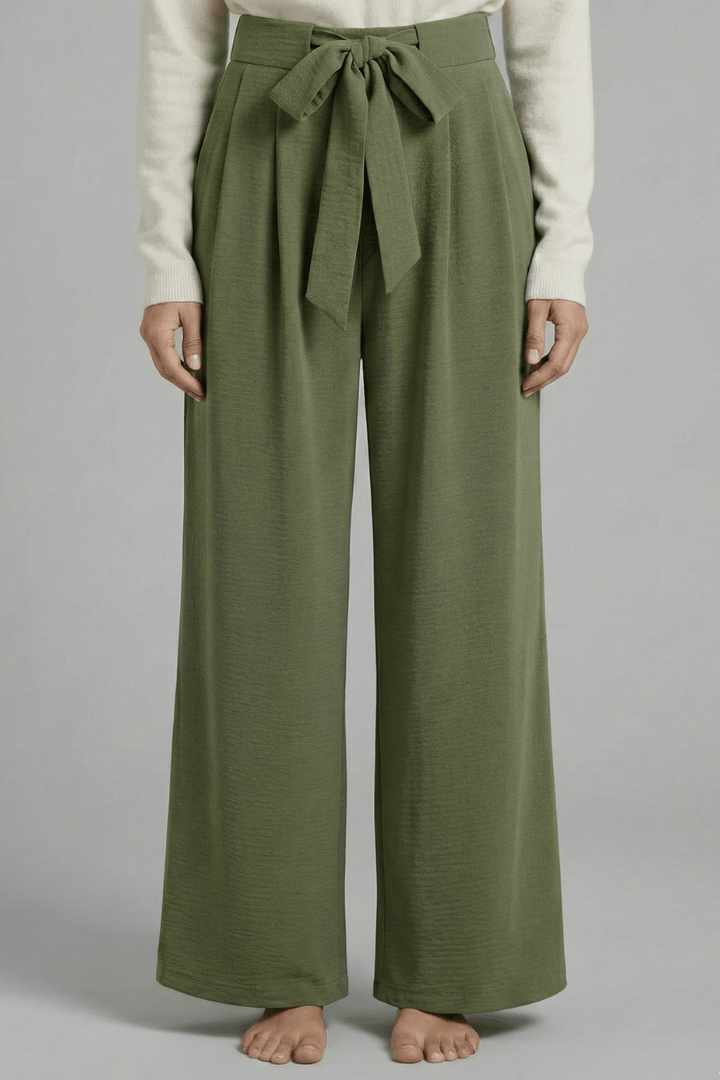 Mia | Women's Tie Waist Palazzo Trousers with Pockets