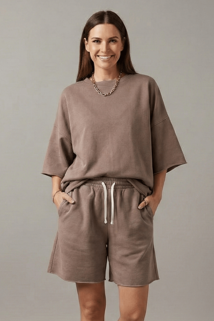 Cali | Women's Crop Top and Drawstring Shorts Two-Piece Set