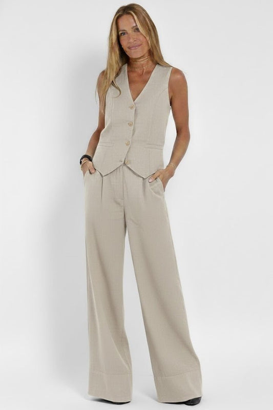 Vesper | Women's V-Neck Waistcoat Two-Piece Outfit Set
