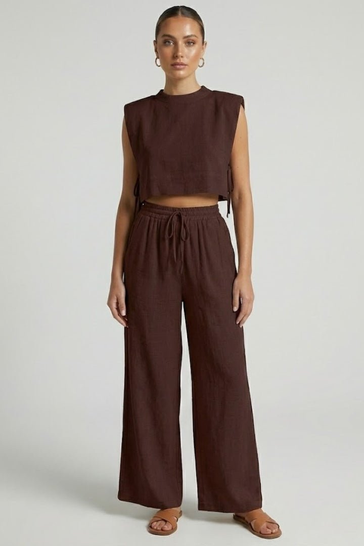 Nova | Women's Sleeveless Top Wide Leg Pants Two-Piece Set