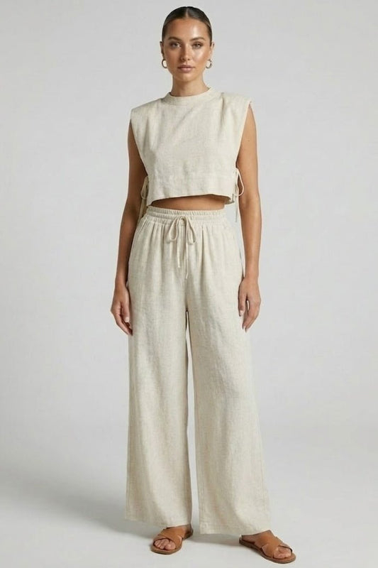 Nova | Women's Sleeveless Top Wide Leg Pants Two-Piece Set