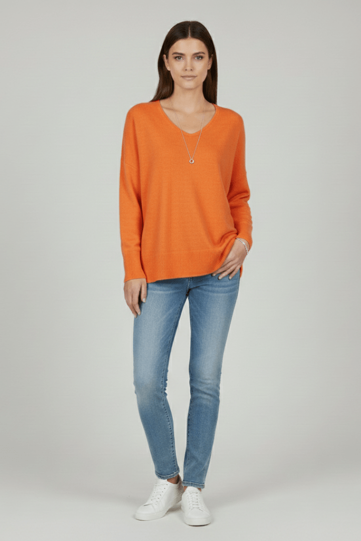 Isla | Women's V-Neck Dropped Shoulder Straight Hem Sweater