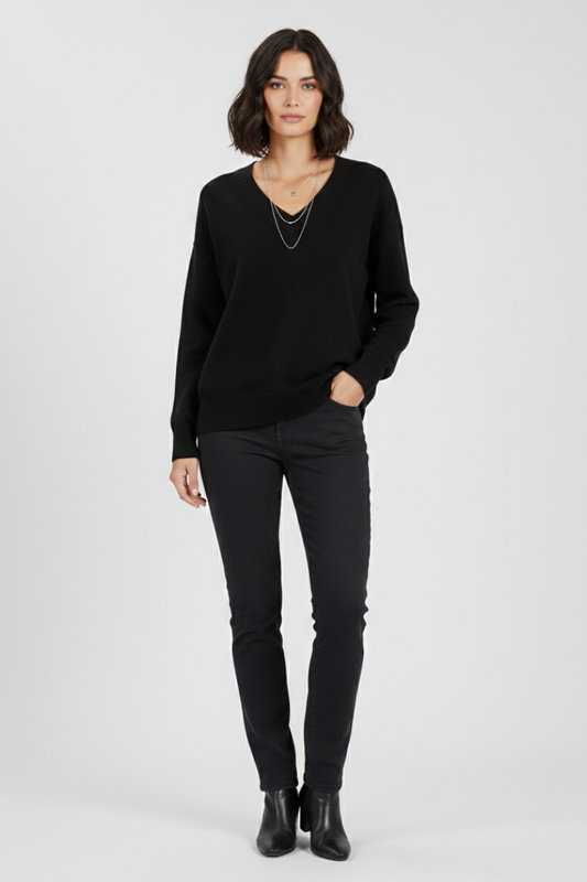 Petra | Women's V-Neck Long Sleeve Pullover Knit Sweater