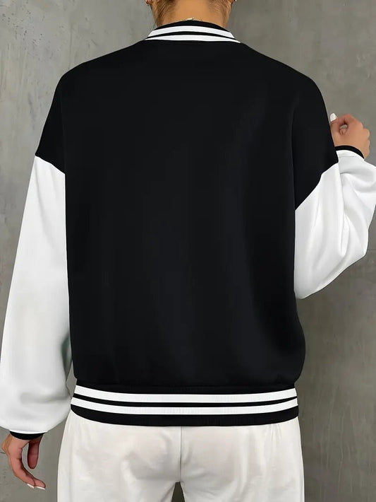 Women's Black and White Varsity Jacket