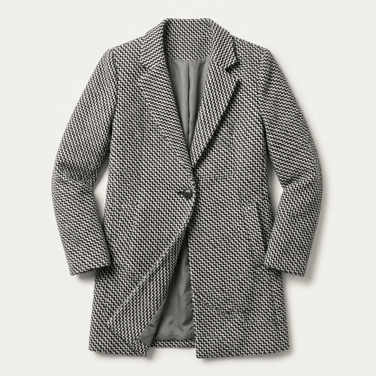 Cora | Women's Geometric Pattern Longline Coat