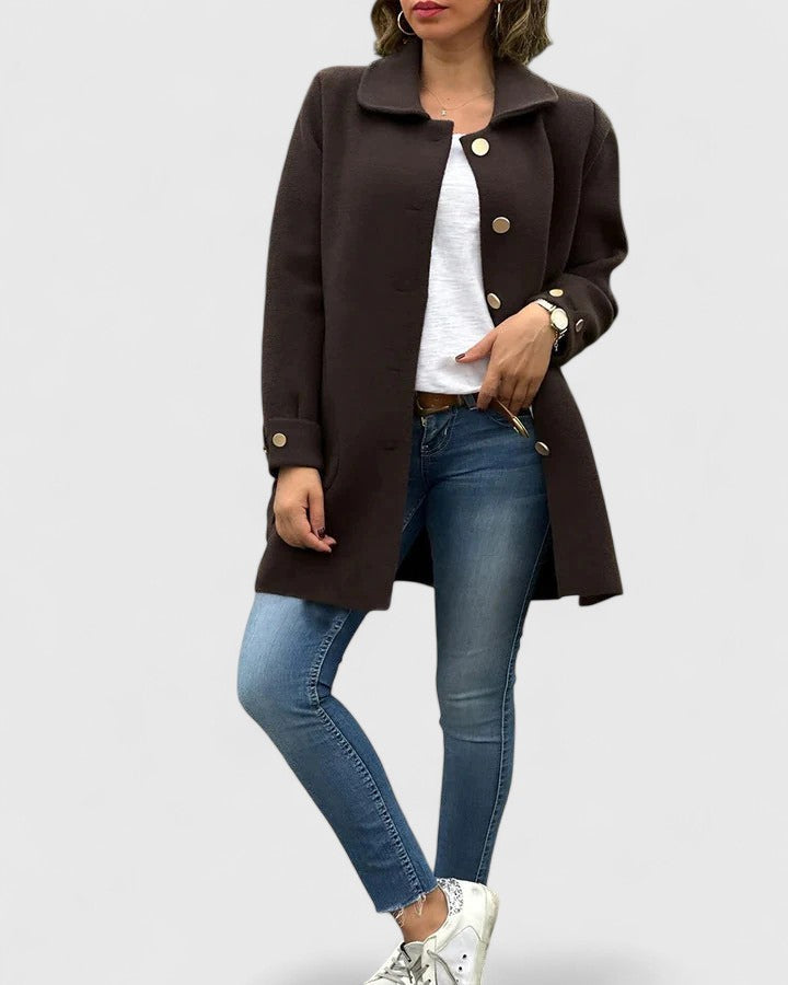 Ivy | Women's Mid-Length Textured Flap Pocket Coat