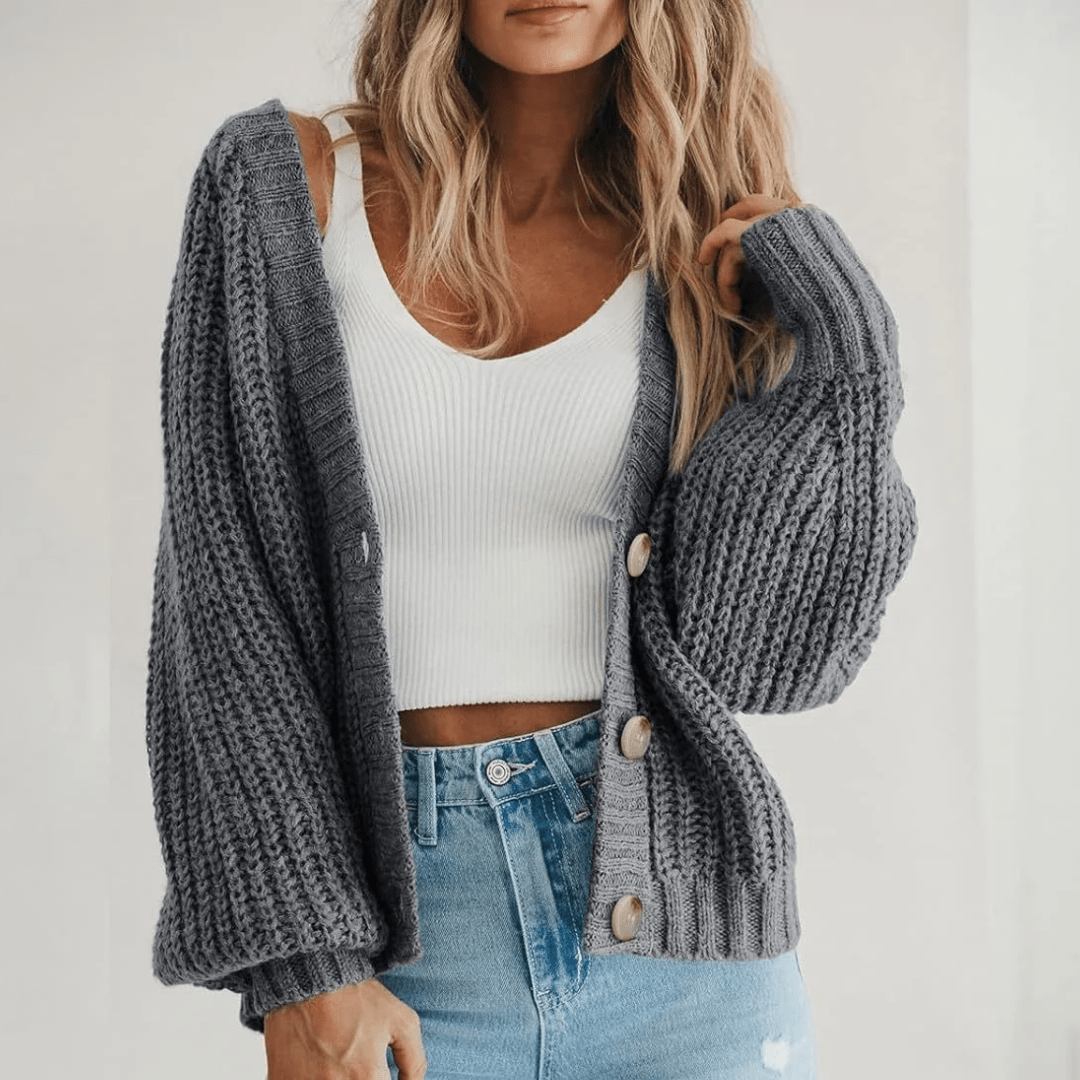 Elena | Chunky Knit Button Cardigan