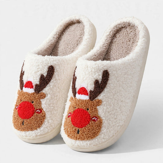 Belle | Christmas Slippers Reindeer Face Slip On