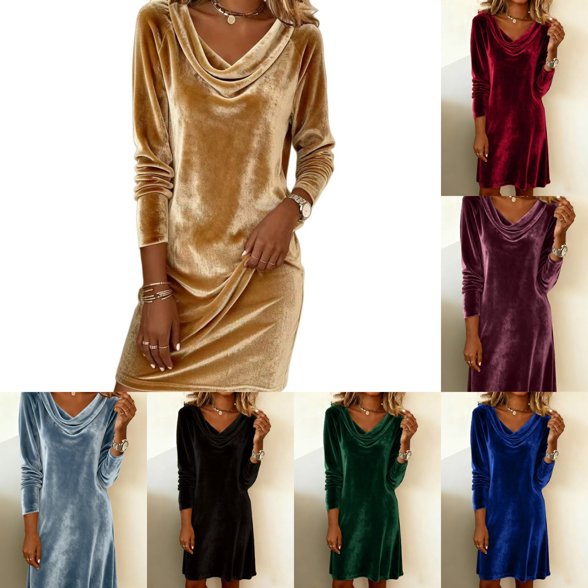 Velvet Midi Cocktail Dress For Women