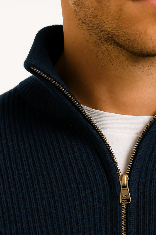 Emrys | Textured Knit Half Zip Sweater Soft Finish