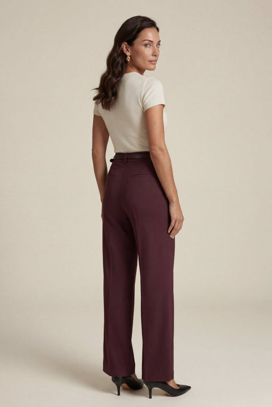 Hana | Women's Belted Wide Leg Pants, High Waist