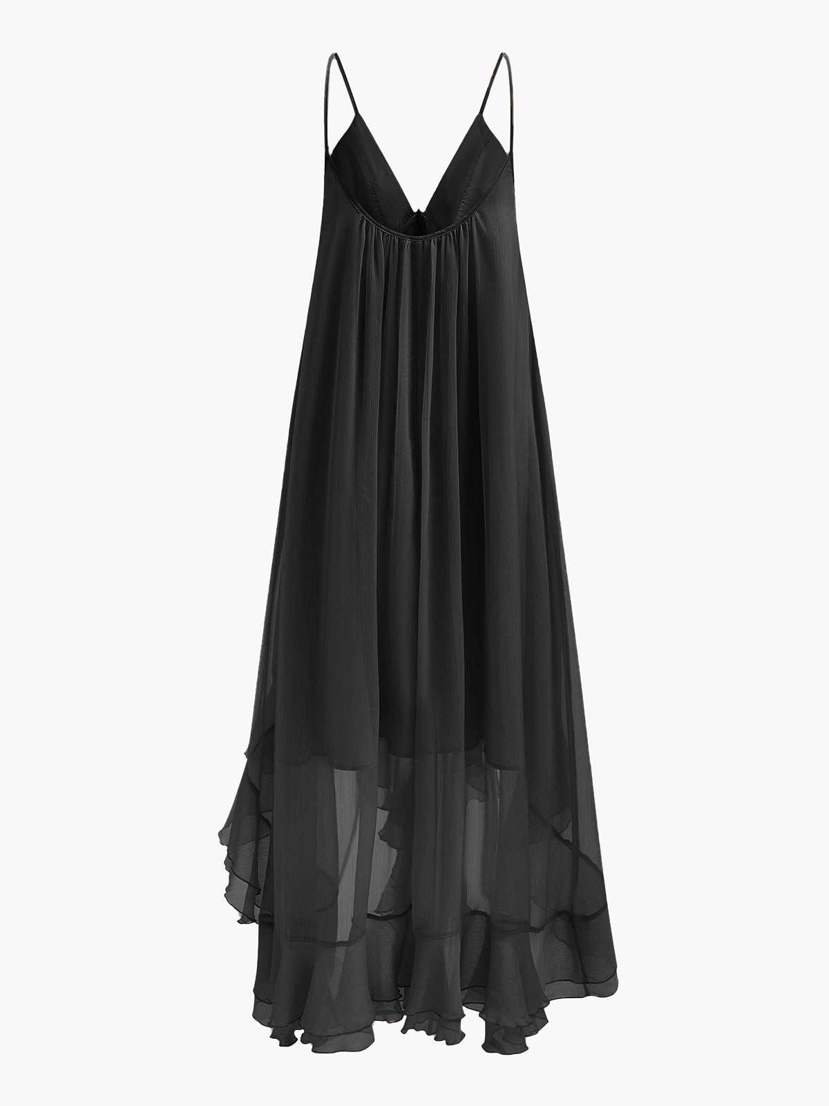Elegant Chiffon Layered Dress With Cloak