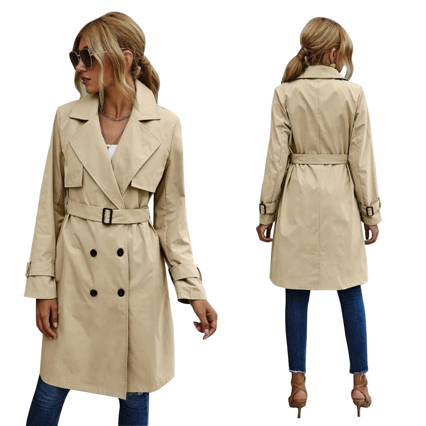 Mandy | Women's Double-Breasted Trench Coat