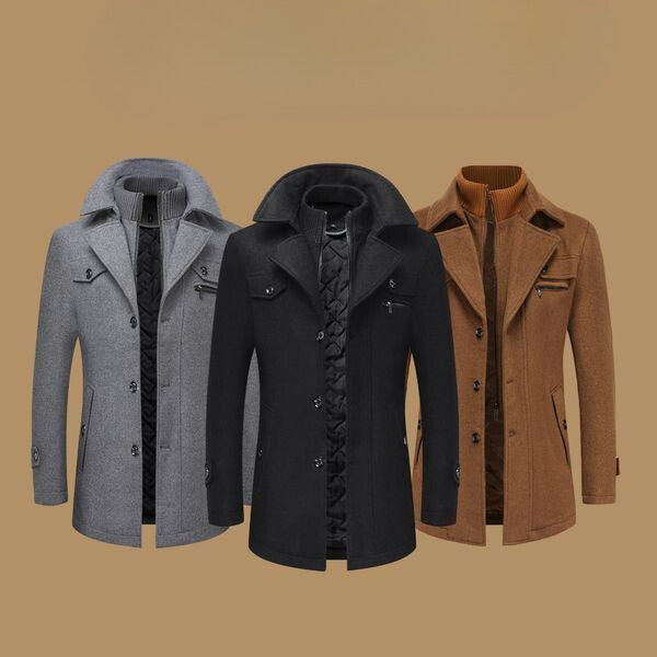 Edmund | Double-Breasted Wool-Look Pea Coat
