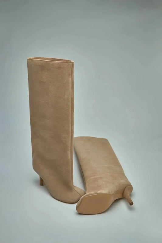Mela | Knee-High Suede Leather Heeled Boots