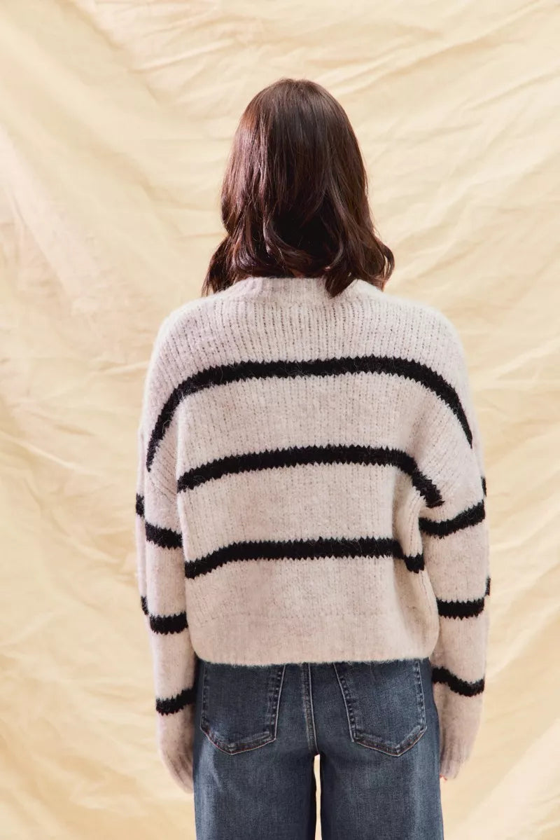 Polly | Women's Striped Button-Down Winter Cardigan