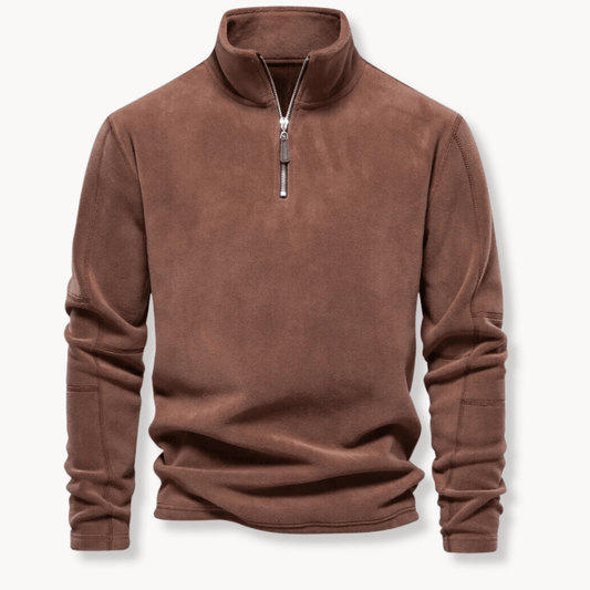 Wystan | Half Zip Stand Collar Pullover Panelled Sleeves