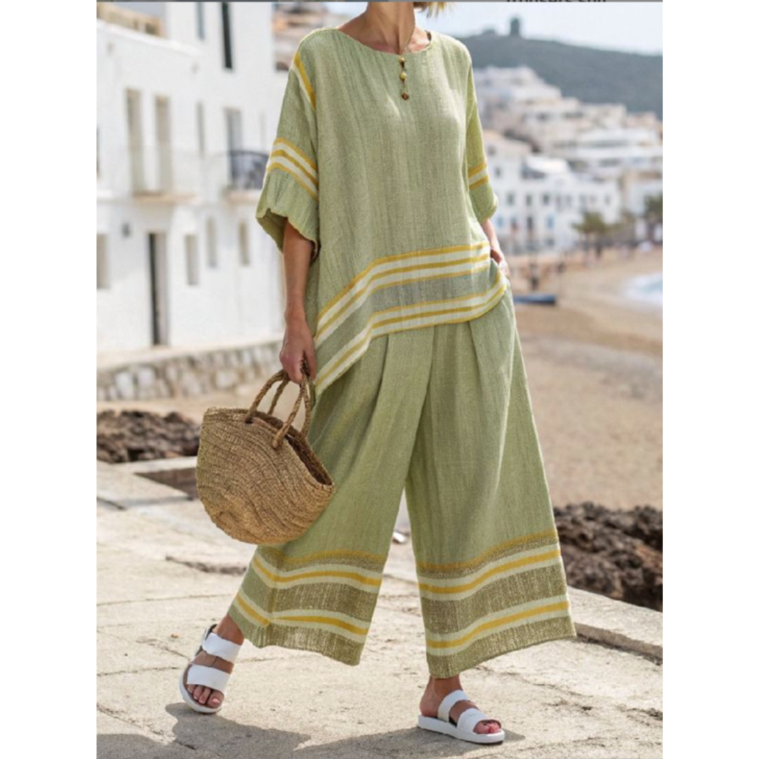 Nova | Striped Relaxed Wide Leg Two-Piece Co-Ord