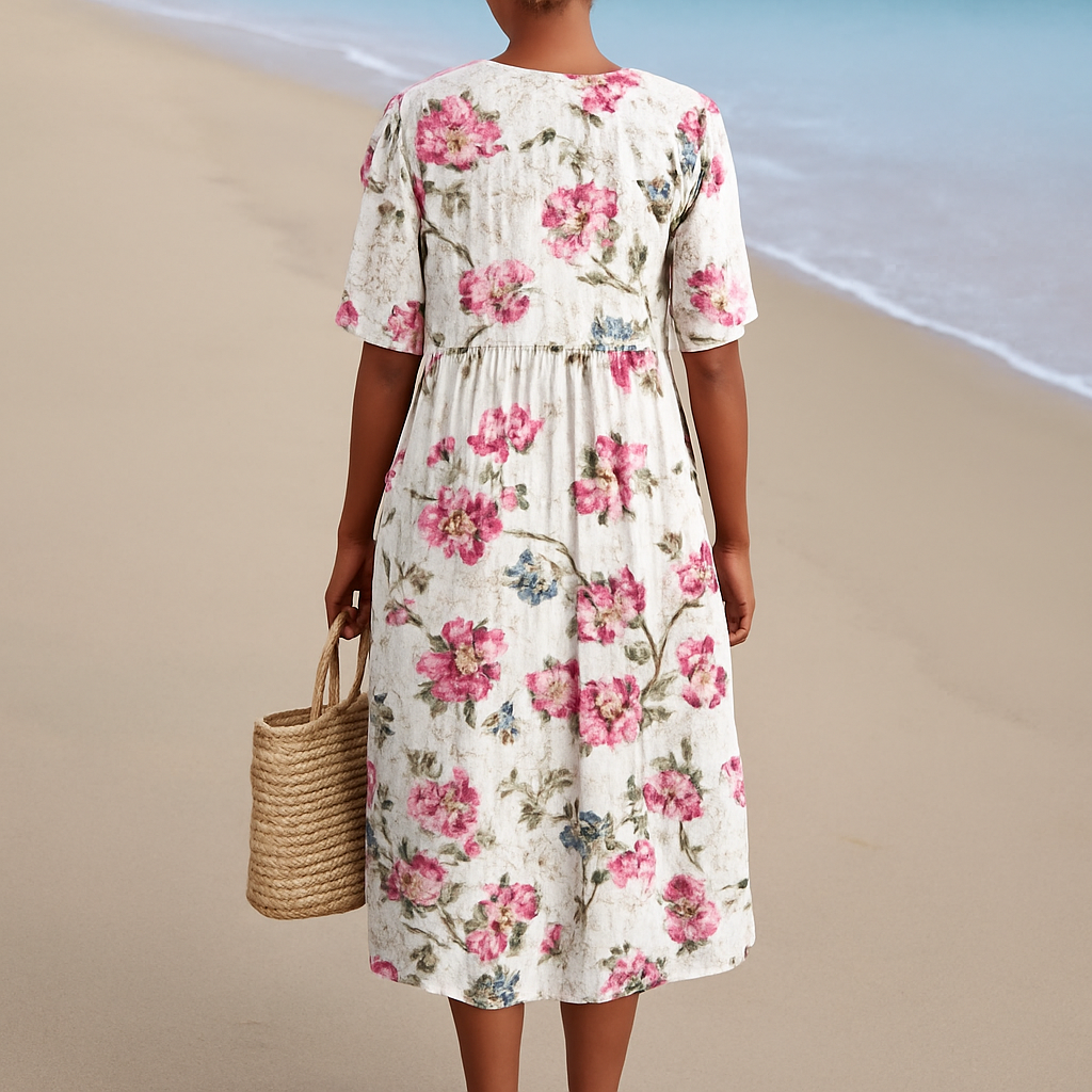 Gemma | Watercolour Floral Relaxed Midi Dress