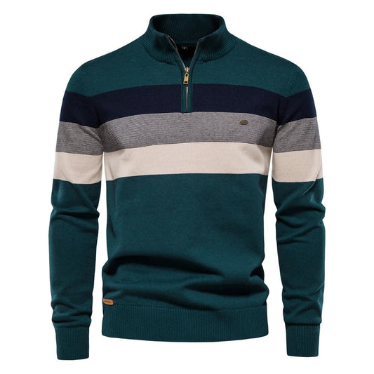 Edward | Men's Half-Zip Striped Sweater