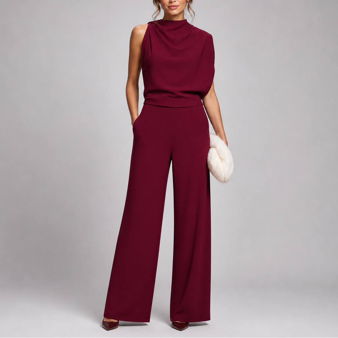 Jocasta | High Neck Sleeveless Wide Leg Jumpsuit