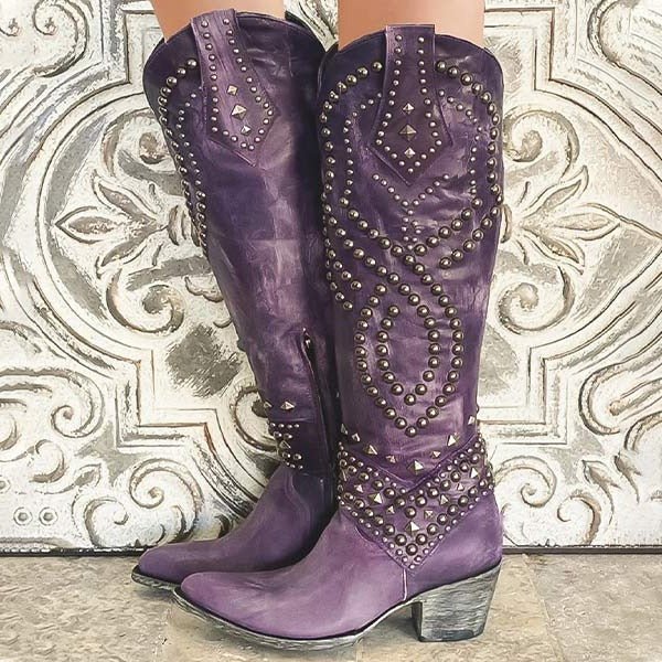 Women's Western Leather Knee-High Boots