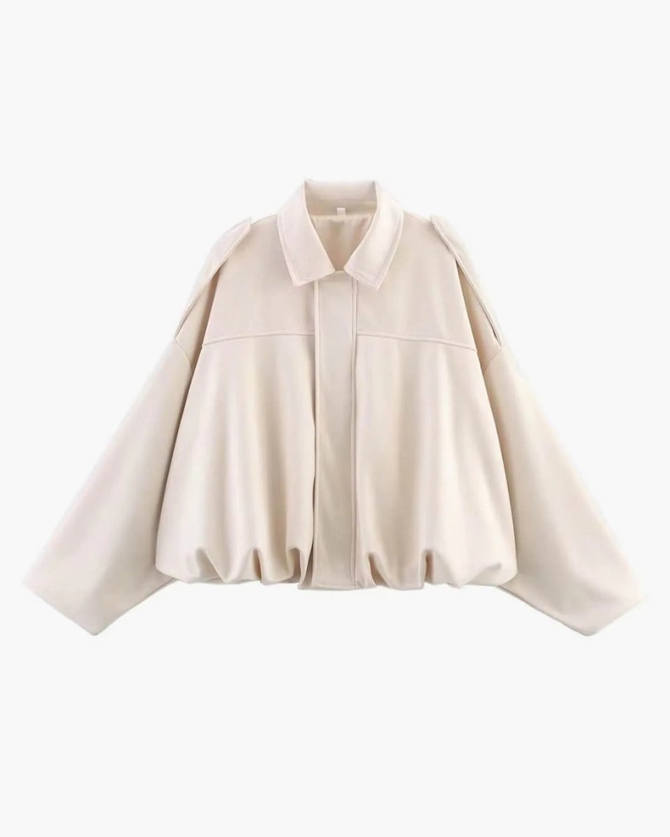 Mabel | Women's Collared Faux Suede Bomber Jacket