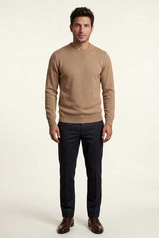 Flynn | Men's Classic Crewneck Sweater, Fine Knit