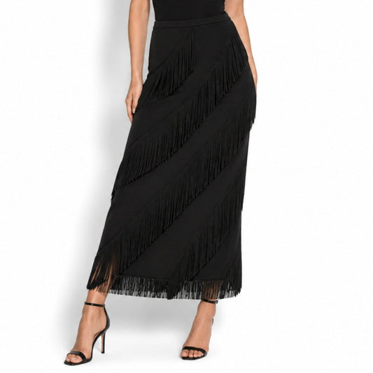 Cintia | Women's Tiered Fringe Maxi Skirt