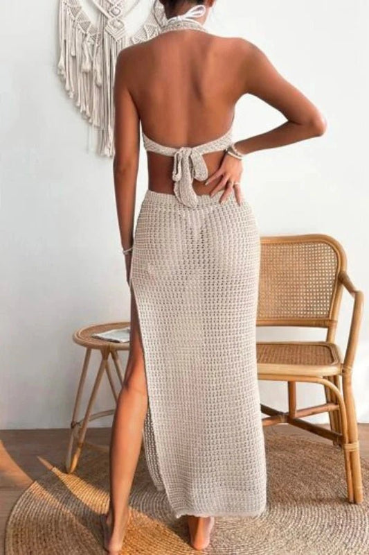 Charme | Women's Crochet Halter Maxi Dress