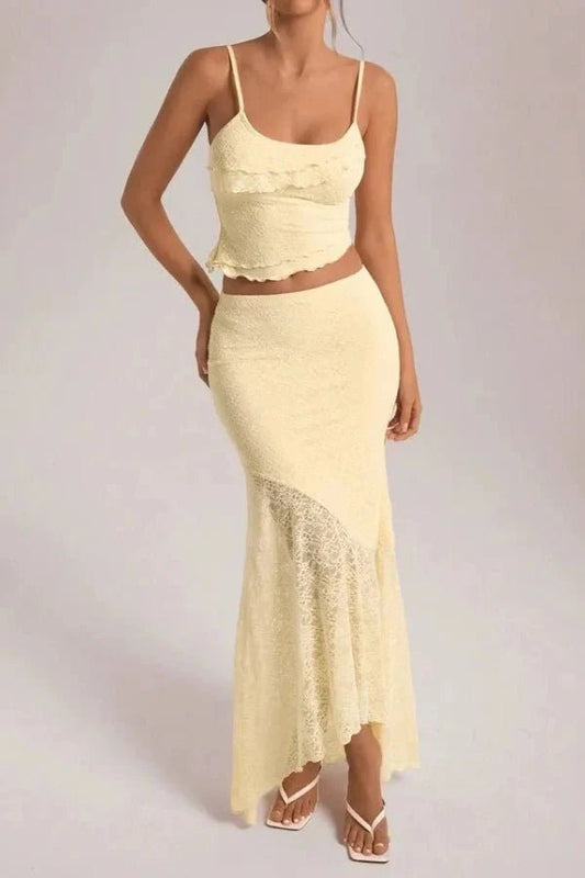 Bettylia | Women's Lace Two Piece Skirt Set