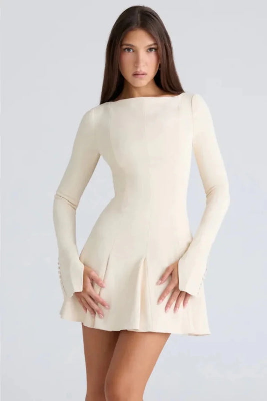 Chessie | Structured Hourglass Mini Dress – White
