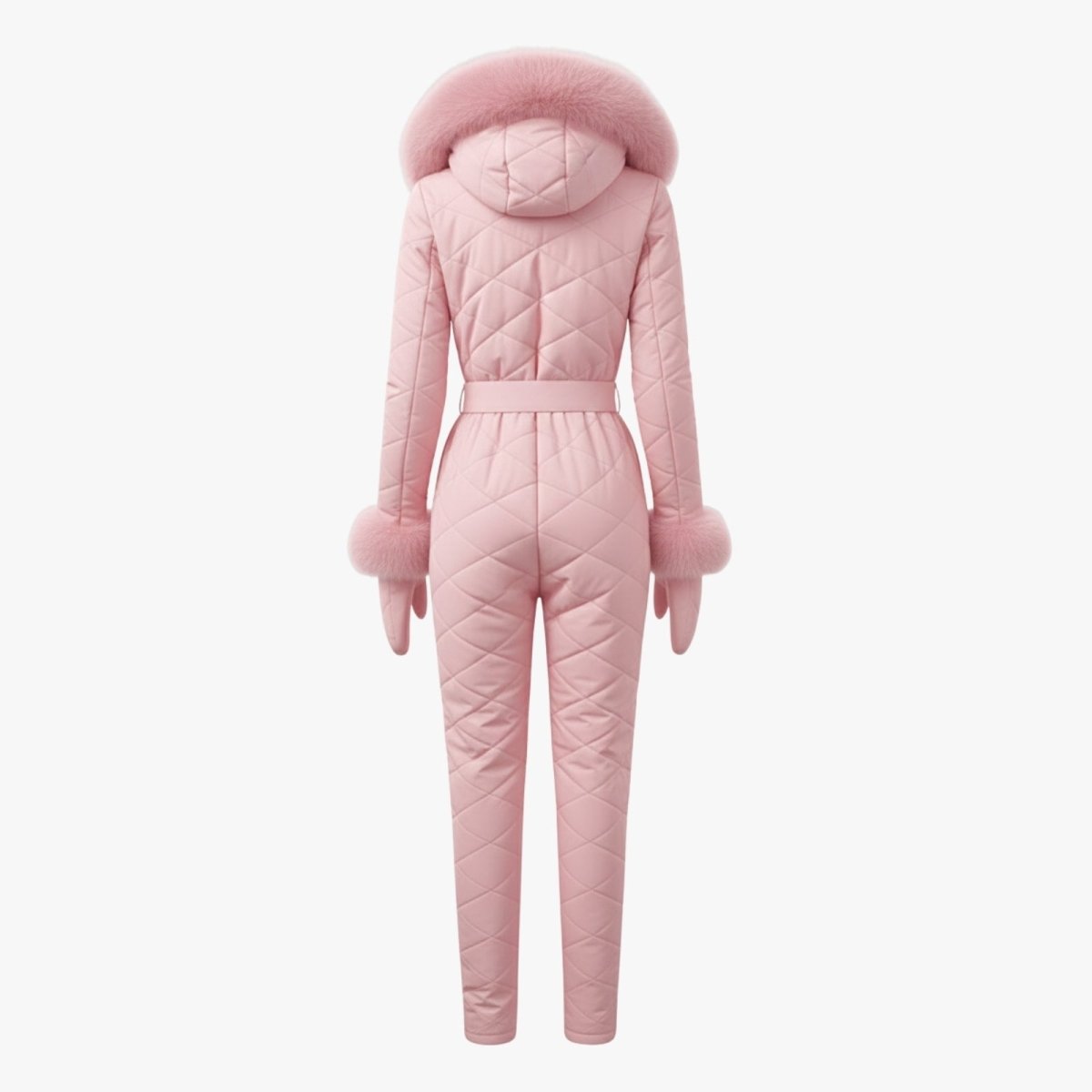 Remy | Quilted Faux Fur Trim Ski Suit – Pink