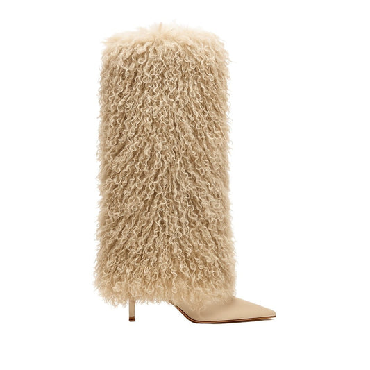Kyra | Shearling Pointed-Toe Stiletto Boots