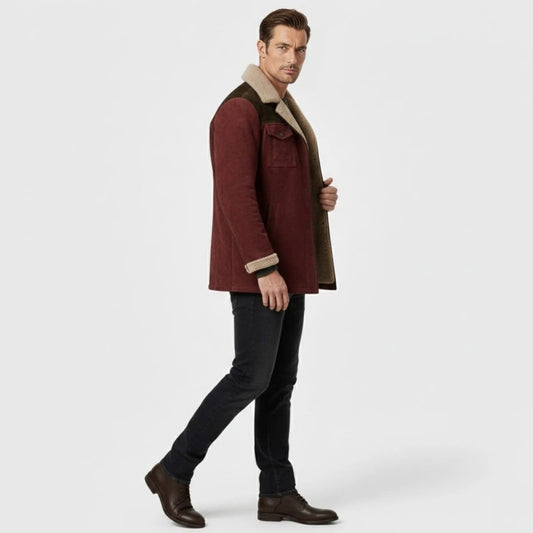 Griffin | Suede Look Shearling Lined Coat Structured Fit