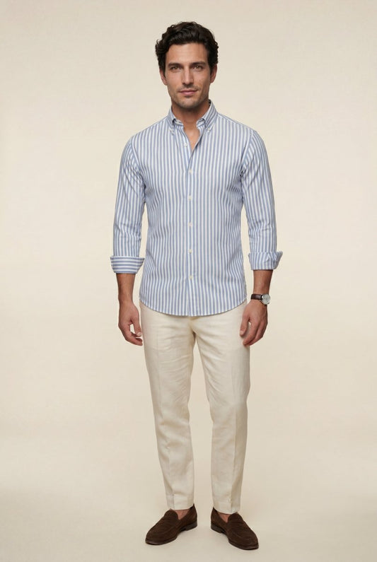 Luca | Men's Striped Long Sleeve Dress Shirt