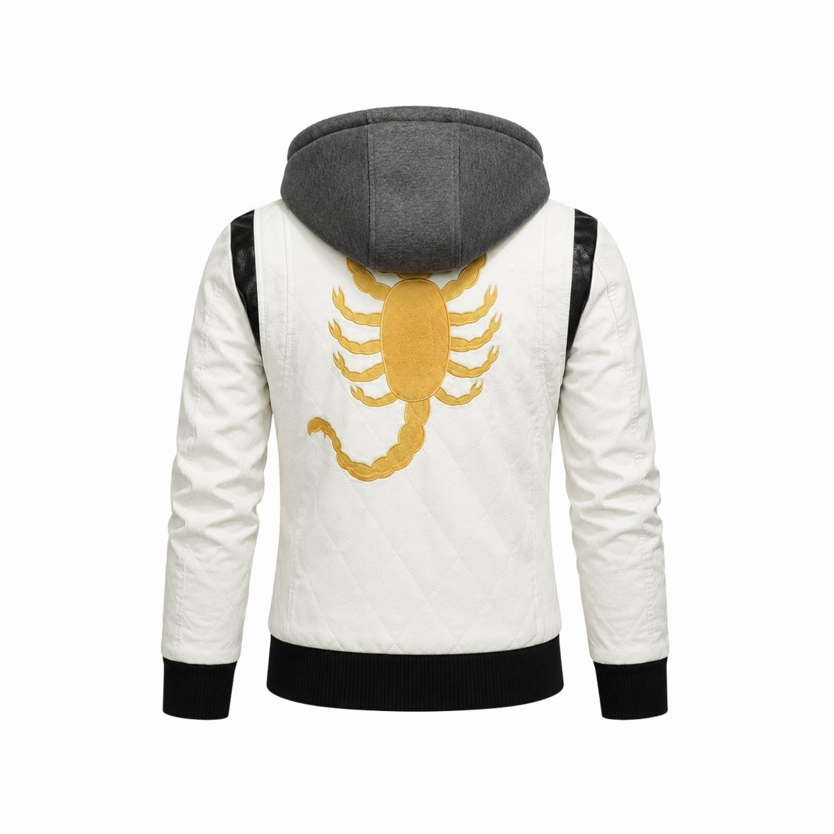 Auden | Men's Embroidered Hooded Leather Biker Jacket