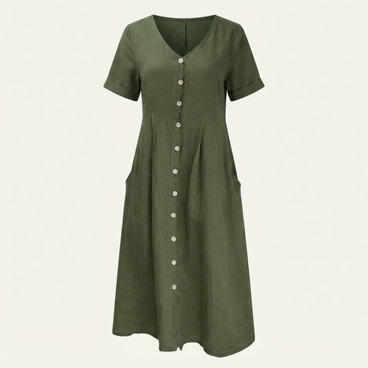 Button-Front Summer Dress For Women