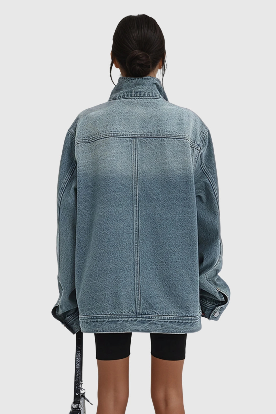 Women's Asymmetric Button-Up Oversized Denim Jacket