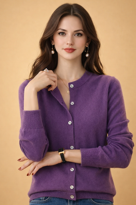 Bree | Button-Front Round Neck Knit Cardigan