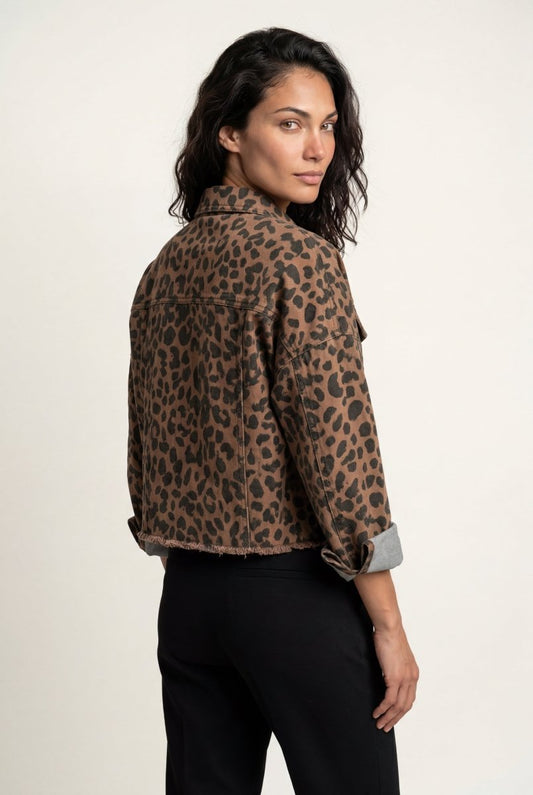 Lexi | Women's Leopard Print Cropped Jacket, Boxy Fit