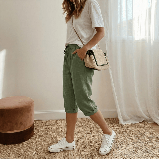 Selavyn | Drawstring Rolled Cuff Capri Pants