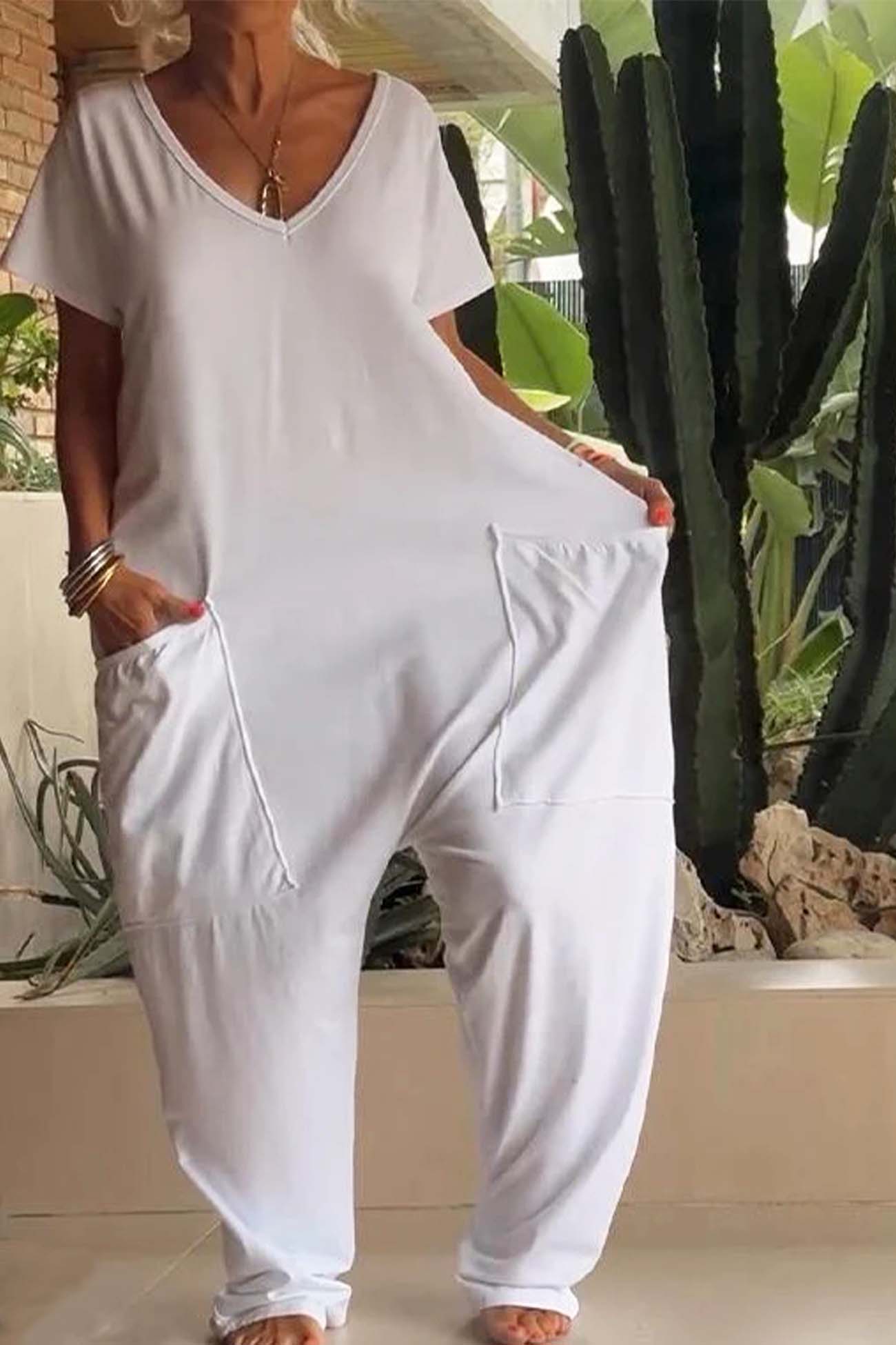Reyna | Casual Short Sleeve Pocket Jumpsuit